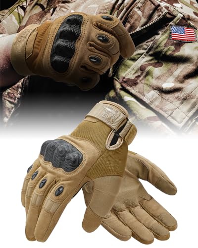 KEMIMOTO Tactical Gloves for Men, Touchscreen Motorcycle Gloves with Hard Shell & Palm Padding E190
