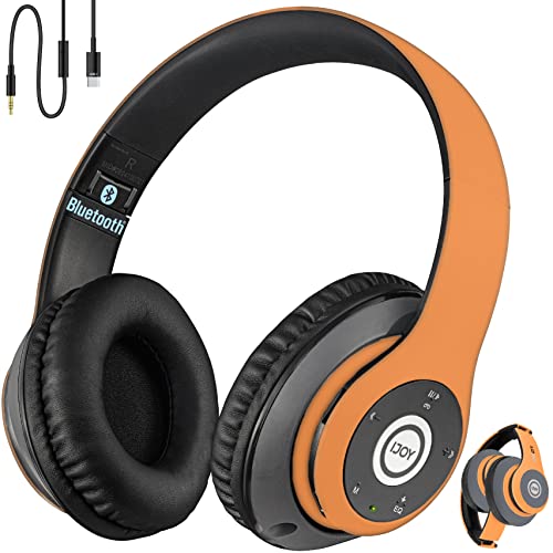 iJoy Bluetooth Headphones Over Ear, Wireless and Wired Foldable Headset Built-in Microphone, FM, Micro SD Card Slot - (Stealth) Adults Kids Men Women - Audifonos Auriculares Inalambricos