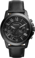 Fossil Men's Grant Quartz Stainless Steel and Leather Chronograph Watch, Color: Black (Model: FS5132)