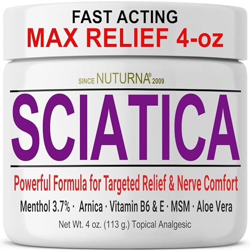 Sciatica Nerve Cream - Maximum Strength Comfort Cream for Feet, Hands, Legs, Toes, Back - Natural Ultra Strength Arnica, MSM, Menthol, Soothing Comfort, Large 8 Oz