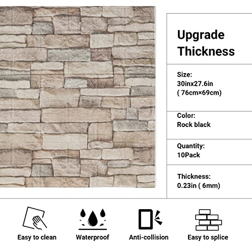 Shikha 3D Wall Panel Faux Stone Self-Adhesive Wallpaper 10 Pack Natural Granite S219