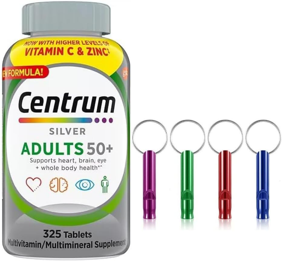 Centrum Silver Multivitamin for Adults 50+, Multimineral Supplement (325 ct.) with Emergency Whistle Keychain(1)