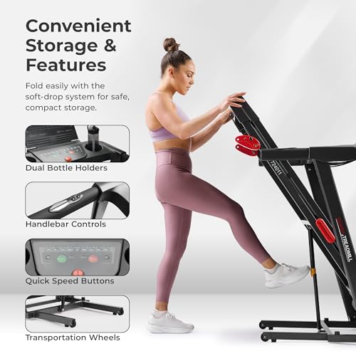 Sunny Health & Fitness Smart WiFi Treadmill, Compact Foldable with Incline E91799