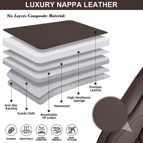 Car Seat Covers Full Set Waterproof Leather Front and Rear with Head Pillow Black Navy U136