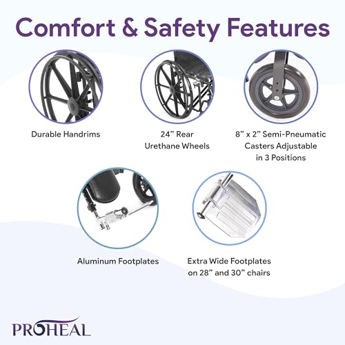 24 Inch Manual Bariatric Wheelchair for Adults Foldable Black Y550612