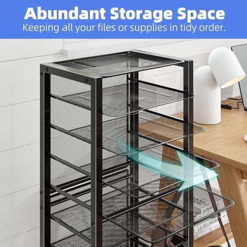 Simple Trending 14 Tier Rolling File Cart with Sliding Trays, Black C4528