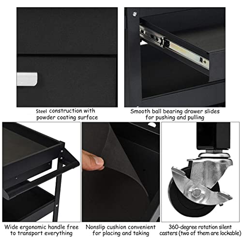Goplus 3 Tier Rolling Tool Cart with Storage Drawer, 330 LBS Capacity N429792