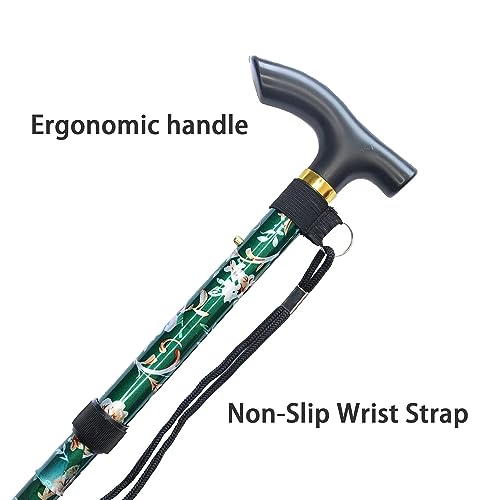 5-Level Adjustable Aluminum Walking Cane for Seniors, Folding with Ergonomic Handle Y21825