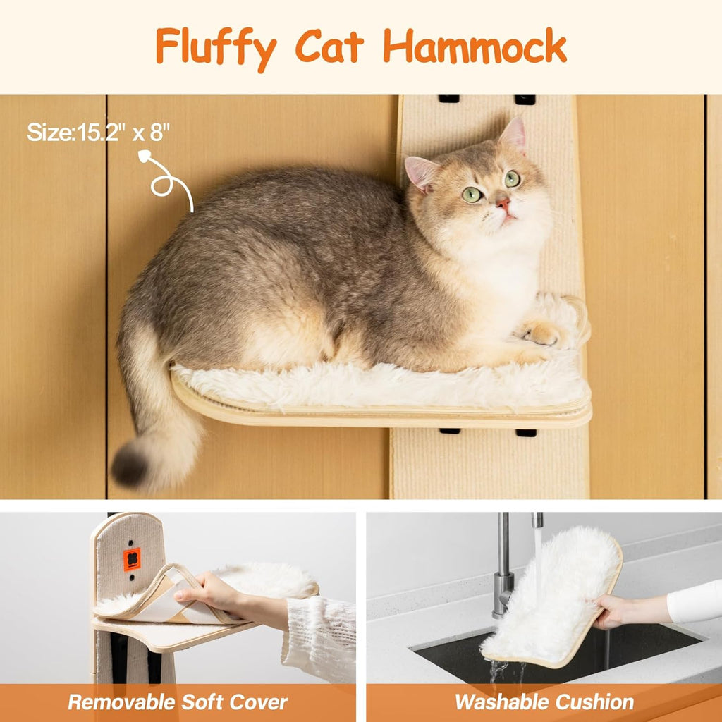 MEWOOFUN Cat Tree Door Mounted Cat Climber with Removable Soft Mat, 4-Levels S675334