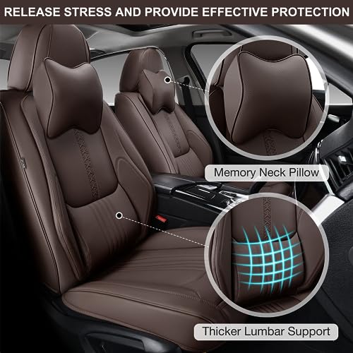 Car Seat Covers Full Set Waterproof Leather Front and Rear with Head Pillow Black Navy U136