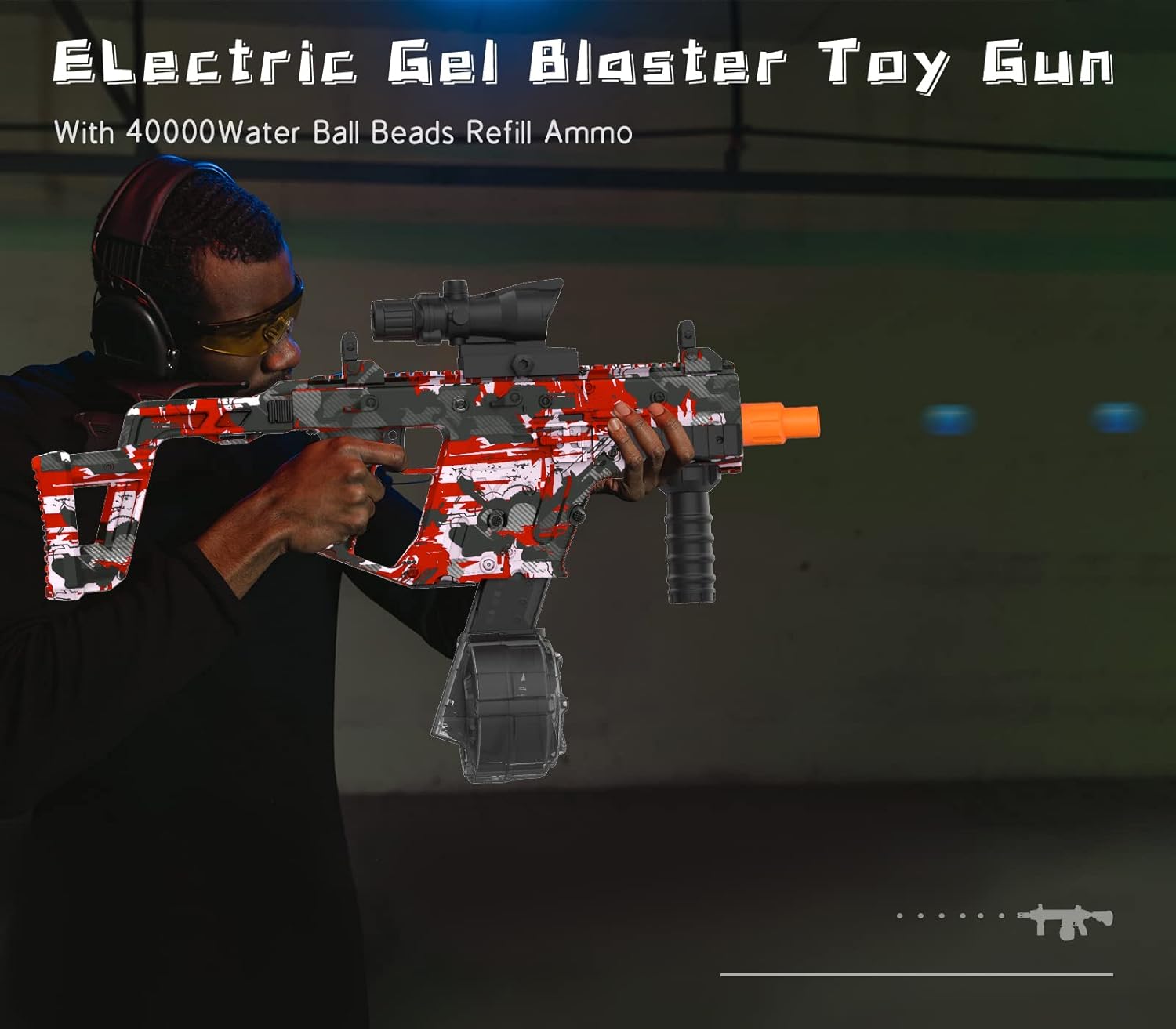 JIFTOK Electric Gel Ball Blaster with Goggles, Rechargeable Splatter Ball Toy for Outdoor Shooting Games, Red L64169