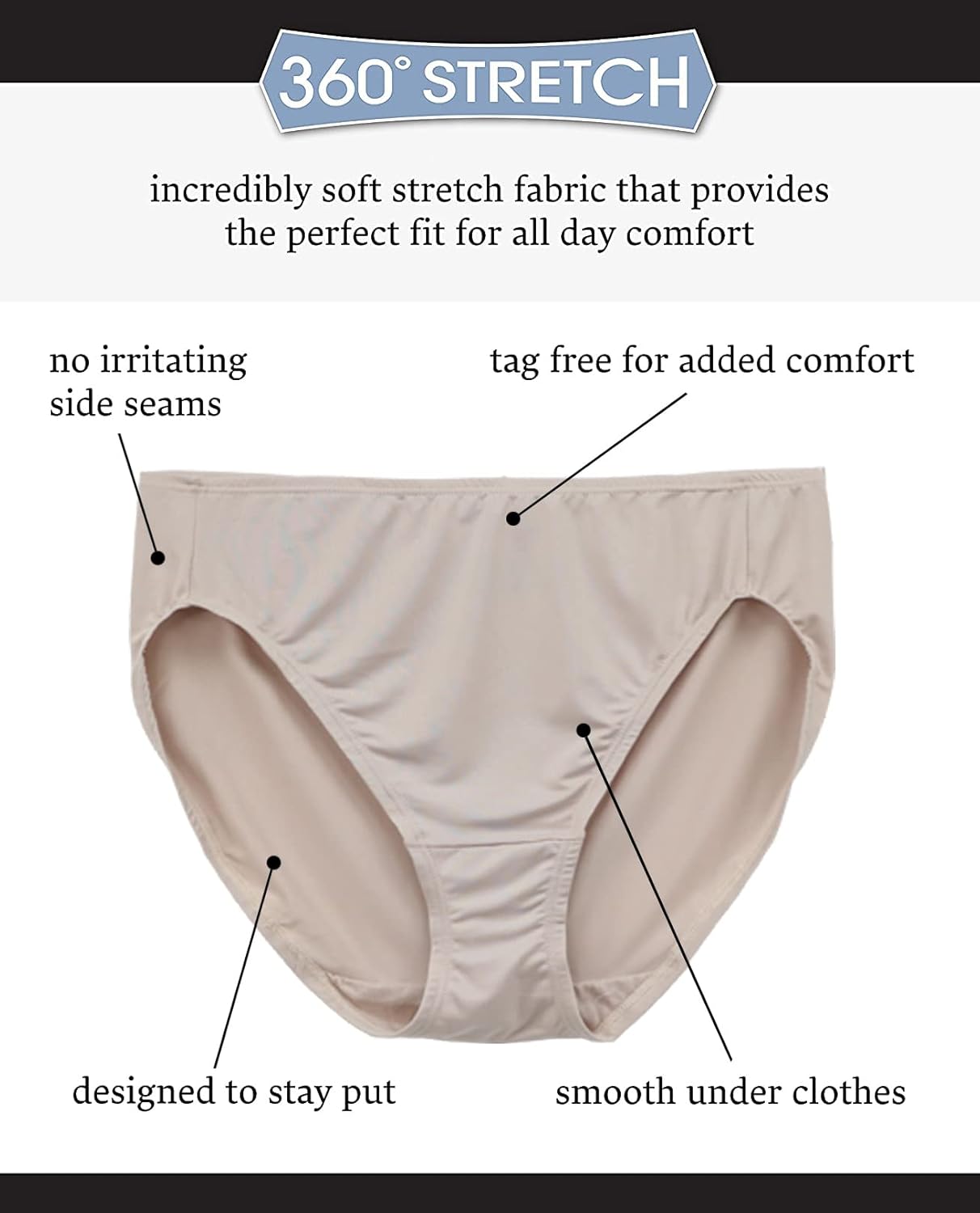 Fruit of the Loom Women's 5 Pack Microfiber Hi-Cut Panties, Multicolor, 9