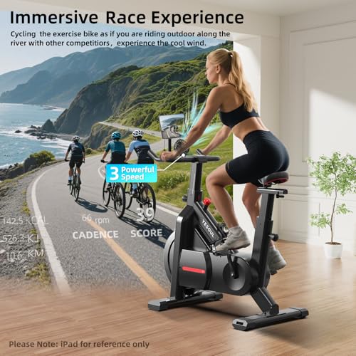YESOUL Self-Powered Exercise Bike with LED Light Effects, Magnetic Resistance Indoor Cycling Bike P10924