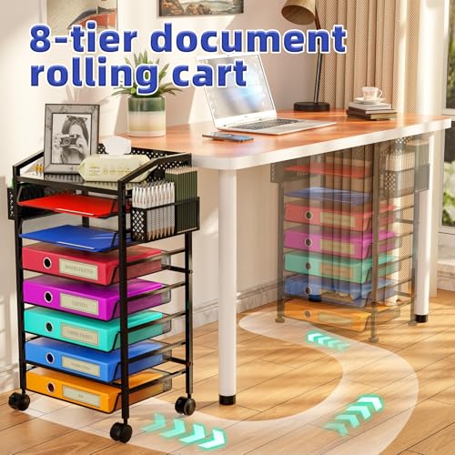 Simple Trending 14 Tier Rolling File Cart with Sliding Trays, Black C4528