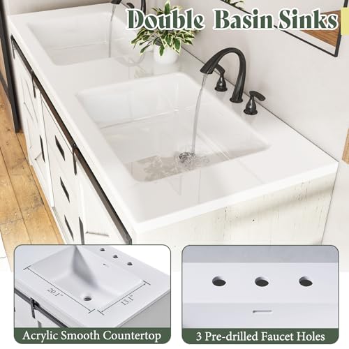 60" Farmhouse Sliding Barn Door Bathroom Vanity with Sink, Gray D68921