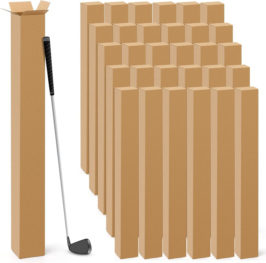 Qilery 30 Pcs Tall Corrugated Boxes Moving Boxes Shipping Boxes Corrugated Packaging Boxes for Golf Club Shipping, Packaging, Moving, Storage Home or Business (4x4x48 Inches)