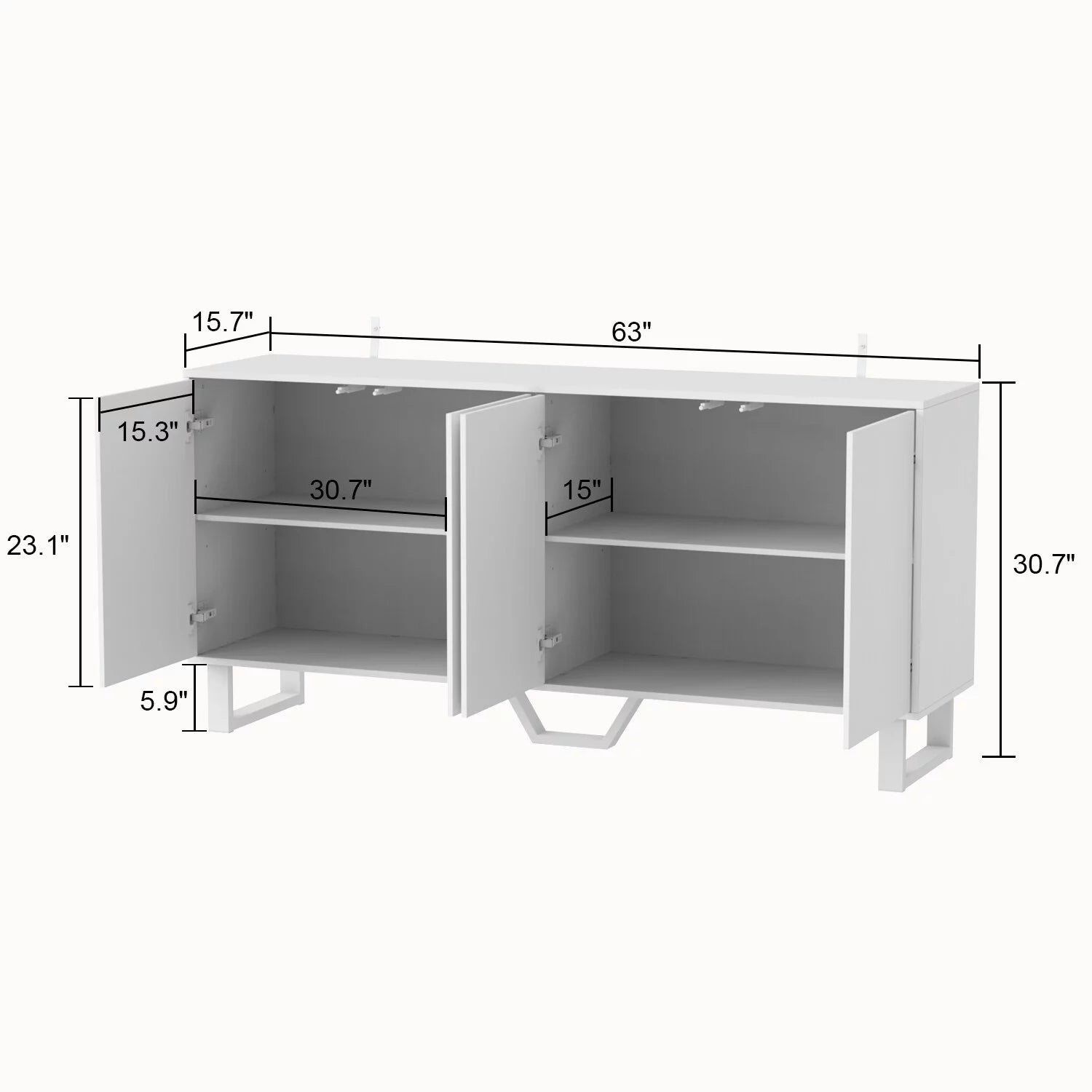 Modern Credenza Sideboard with Pop-Up Doors 63 inch N1565