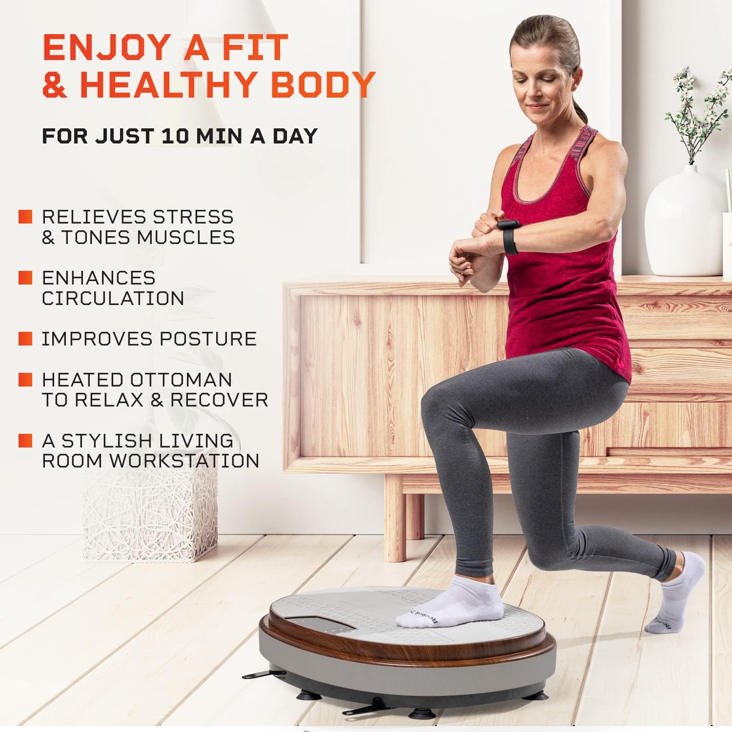 LifePro RelaxaVibe Vibration Plate Exercise Machine with Heated Ottoman R566006