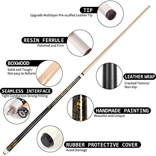 LOTKEY Pool Cue Set of 4 - Canadian Maple 58'' Billiard Sticks with 2 Chalks R905285