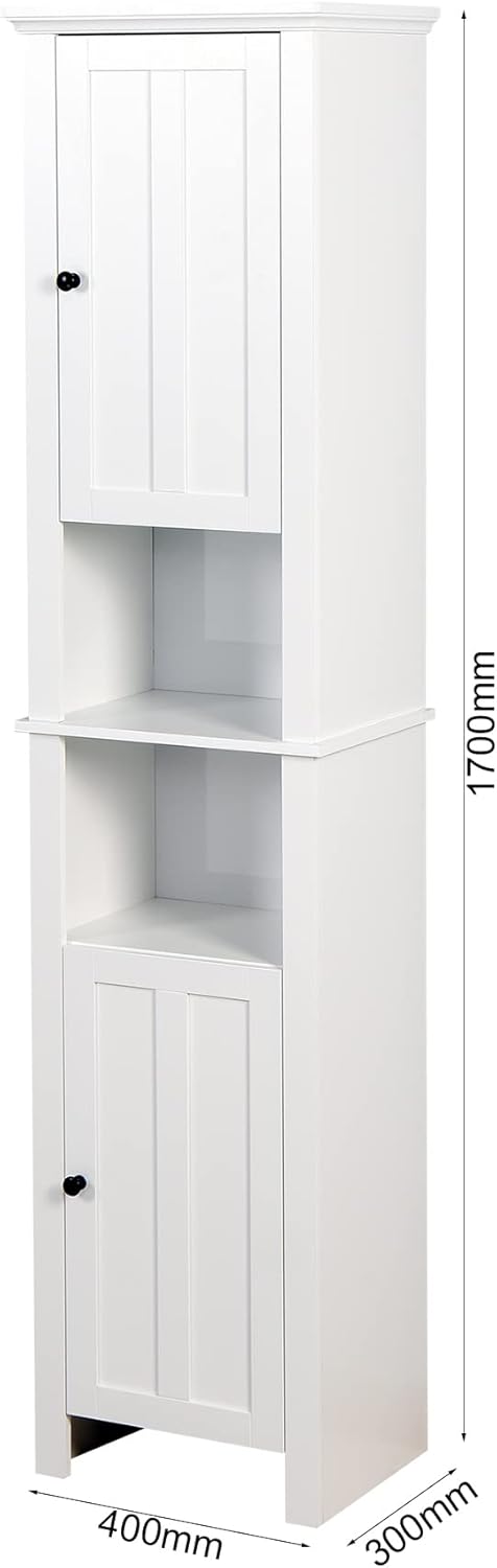 Tall Bathroom Storage Cabinet with Shelves and Door, Narrow, White Q863555
