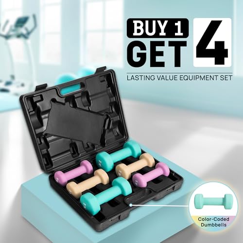 Yes4All Neoprene Coated Dumbbell Hand Weight Sets with Rack U179