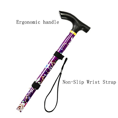 5-Level Adjustable Aluminum Walking Cane for Seniors, Folding with Ergonomic Handle Y21825