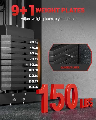 Home Gym Machine with 150LBS Weight Stack, Full Body Workout Equipment K15381