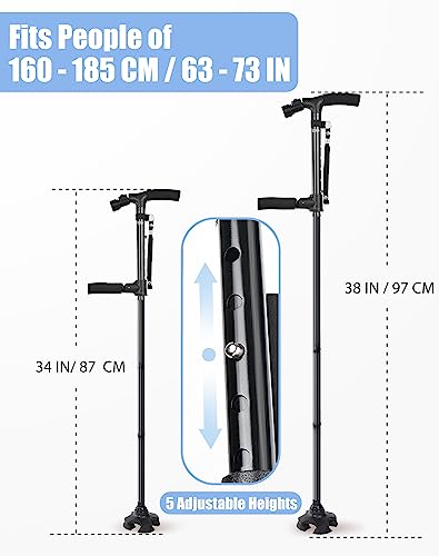 SUEH Design Folding Walking Cane with LED Light, Adjustable, Black Z935425