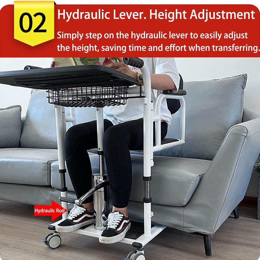 Hydraulic Patient Lift Transfer Chair for Home with 180° Split Seat, 440 Lbs Capacity Q808