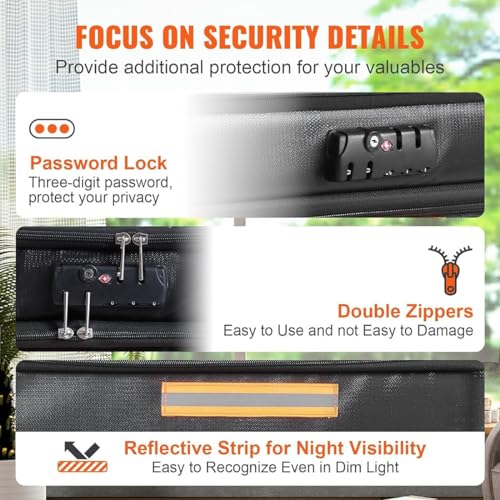Fireproof Document Box with Lock, Water-Resistant File Organizer with Handles F6369