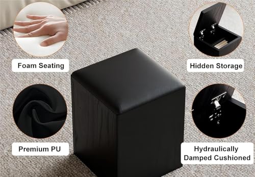 homary Black Lift-Top Coffee Table with Hidden Storage and 4 Stools O1455