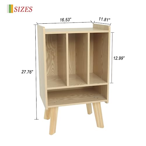 AWASEN Record Player Stand with Vinyl Storage, 3 Tier Wood End Table I40920