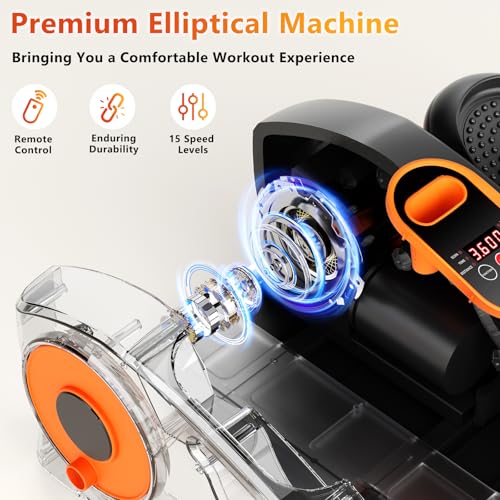 Under Desk Elliptical Machine with Remote, 15 Speeds, Portable Leg Exerciser for Seniors G6270