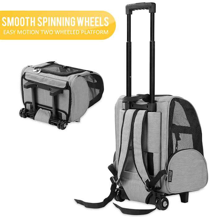 Kopeks Deluxe Backpack Pet Travel Carrier with Double Wheels L490