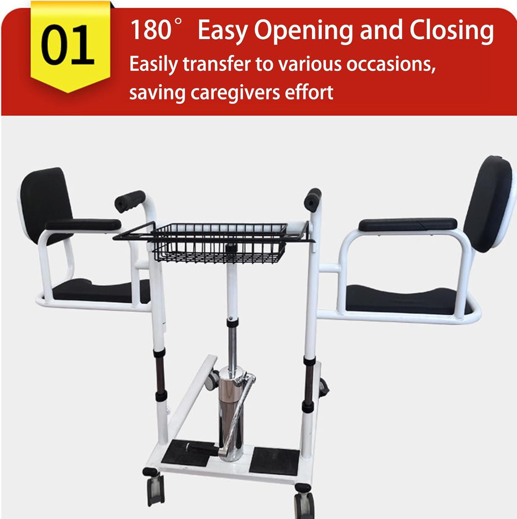 Hydraulic Patient Lift Transfer Chair for Home with 180° Split Seat, 440 Lbs Capacity Q808