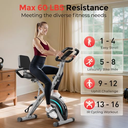 Pleny Folding Exercise Bike, 5-in-1 Stationary Bike for Home Gym L299