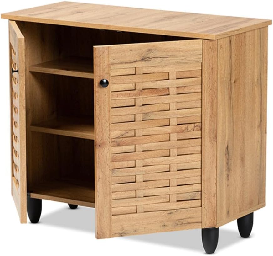 Baxton Studio Winda Oak Brown Wood 2-Door Shoe Cabinet D885