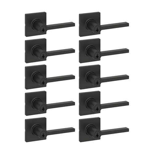 Kwikset Casey Interior Privacy Door Handle with Lock 10 Pack, Matte Black G103018