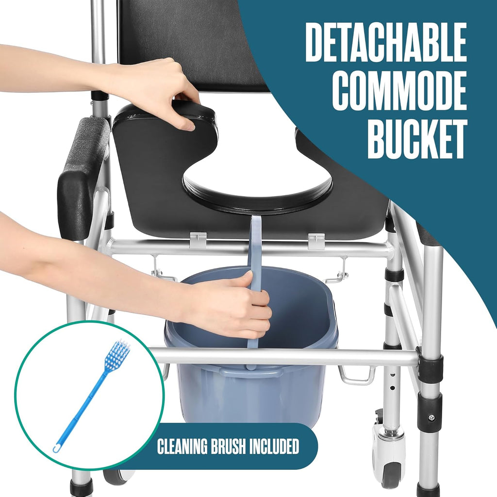 Houseables Shower Chair with Wheels, Height Adjustable Z902904