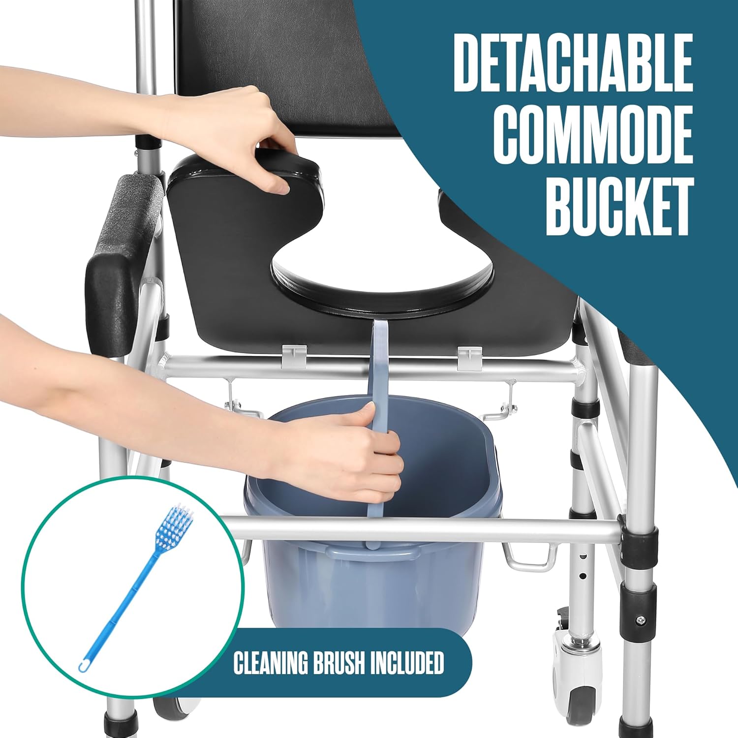Houseables Shower Chair with Wheels, Height Adjustable Z902904
