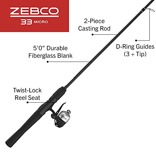 Zebco 33 Spincast Reel and 2-Piece Fishing Rod Combo with EVA Handle N456641