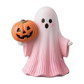 Pink Ghost Figurine Set, Mini Resin Ghost &amp; Pumpkin Statues, Cute Pastel Halloween Decor Indoor Desktop Shelf Tiered Tray &amp; Mantel Office Ornament, Adorable Collectible for Halloween Gift - B