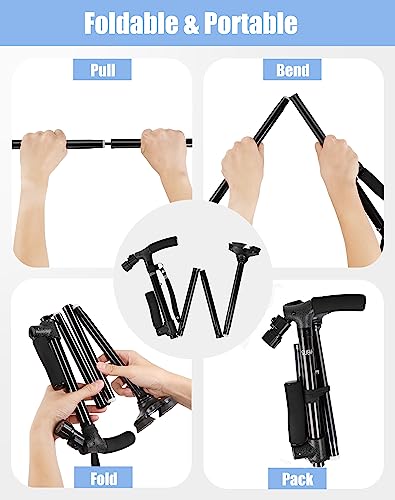 SUEH Design Folding Walking Cane with LED Light, Adjustable, Black Z935425