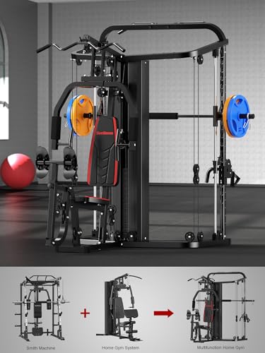 SunHome Multifunction Home Gym System with 138LB Weight Stack P641519