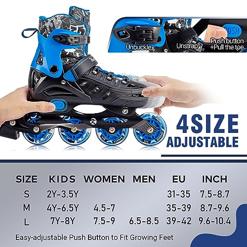 Kuxuan Skates Adjustable Illuminating Inline Skates for Kids and Adults E924535