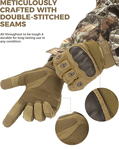 KEMIMOTO Tactical Gloves for Men, Touchscreen Motorcycle Gloves with Hard Shell & Palm Padding E190