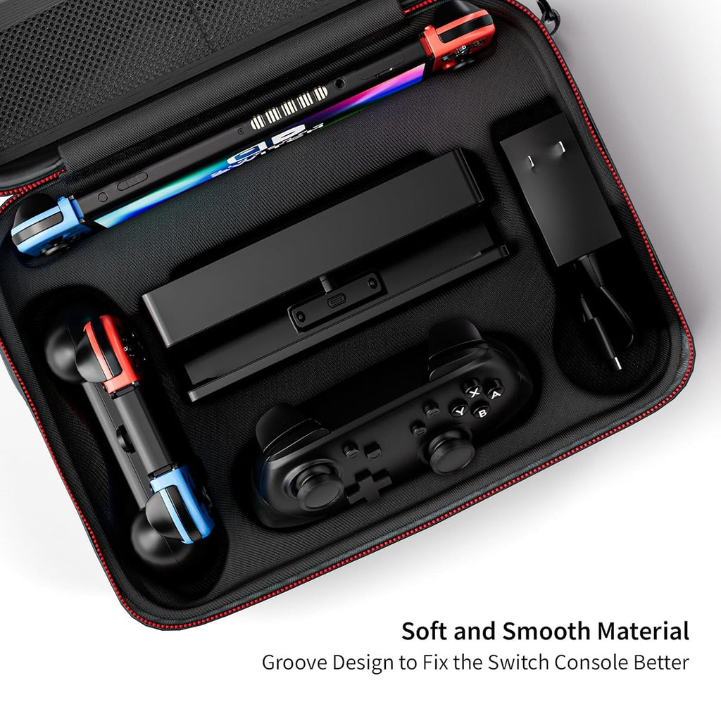 Nintendo Switch OLED Model with Neon Red/Blue Joy-Con, Pro Controller, Extra Joy-Con Set, Case and Earphones K37186