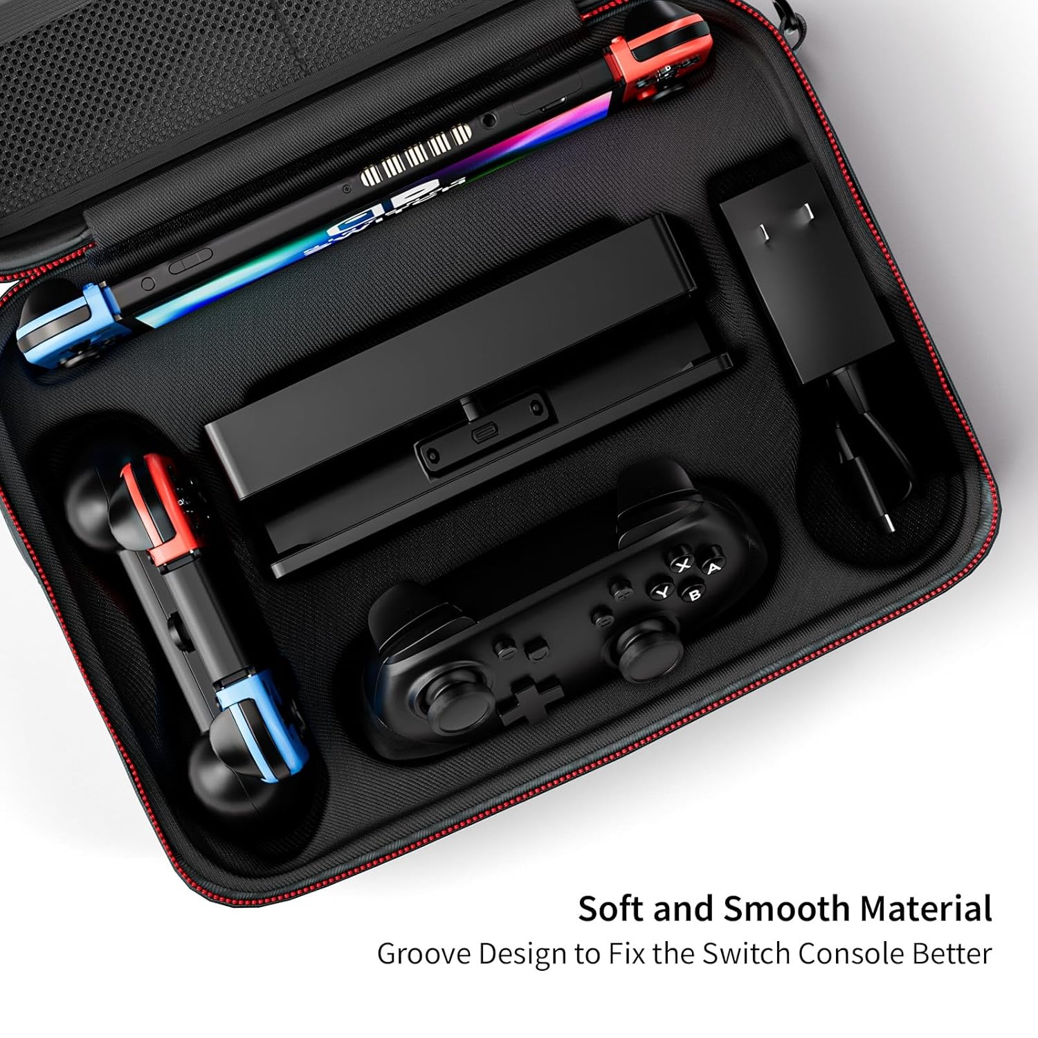 Nintendo Switch OLED Model with Neon Red/Blue Joy-Con, Pro Controller, Extra Joy-Con Set, Case and Earphones K37186