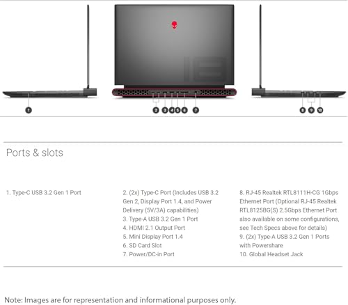Alienware M18 Gaming Laptop, 18" FHD+ 480Hz, Ryzen 9, RTX 4070, 16GB DDR5, 1TB SSD, Win11 Pro D574416
