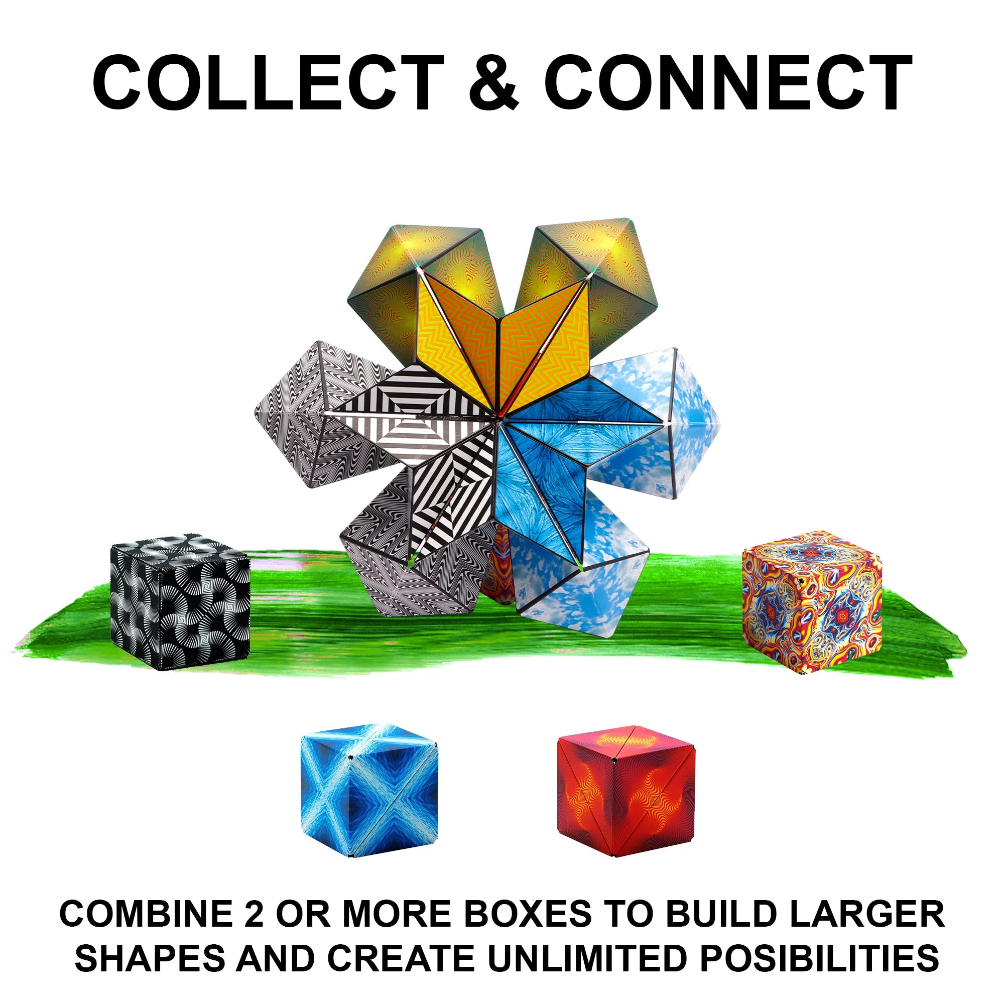 SHASHIBO Gift Box of 4 - Patented Fidget Cube with 36 Magnets, 3D Magic Cube Toy P3576